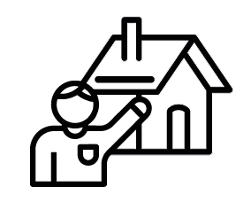 Piktogramm Haus und Mensch Icon